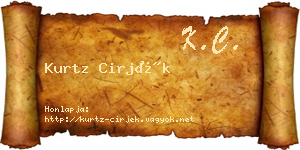 Kurtz Cirjék névjegykártya